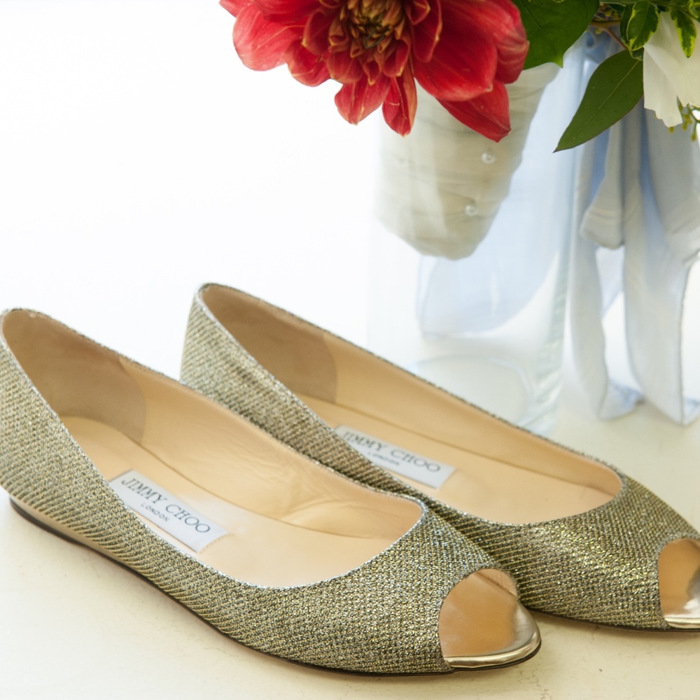 Jimmy Choo Glitter peeptoe mini wedge